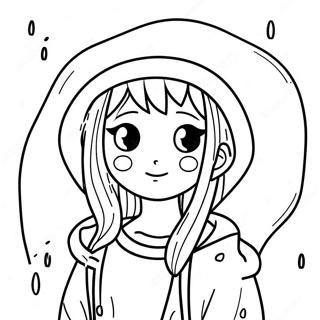 Melancholic Anime Girl With Raindrops Coloring Page 43884-35039