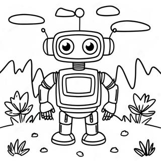 Friendly Wild Robot In Nature Coloring Page 43904-35055