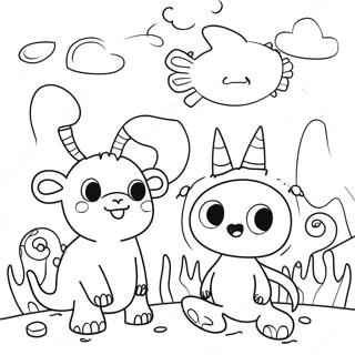 Whimsical Creatures In A Strange World Coloring Page 43914-35057