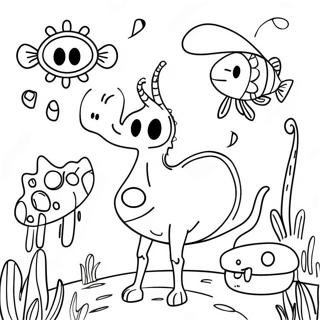 Whimsical Creatures In A Strange World Coloring Page 43914-35059