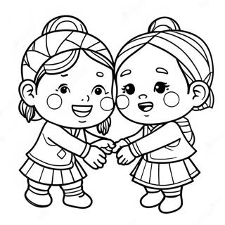 Hmong Children Playing Coloring Page 43944-35088