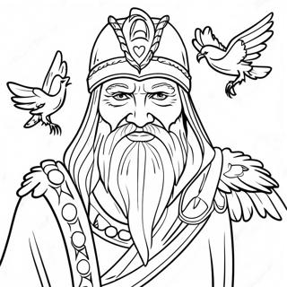 Majestic Odin With Ravens Coloring Page 44114-35217