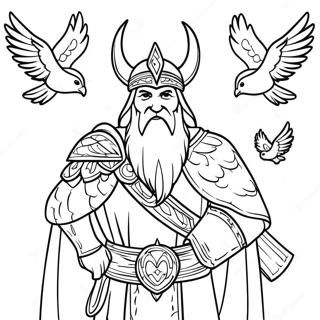 Majestic Odin With Ravens Coloring Page 44114-35218