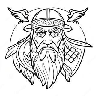 Majestic Odin With Ravens Coloring Page 44114-35219