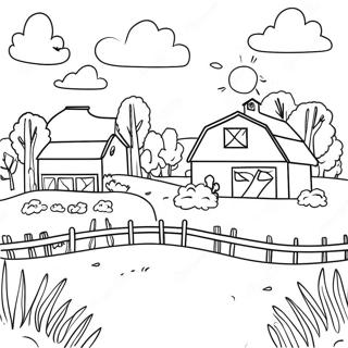 Sunny Farm Landscape Coloring Page 44134-35238