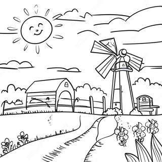 Sunny Farm Landscape Coloring Page 44134-35240