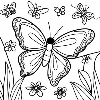 Colorful Butterfly In A Garden Coloring Page 4417-3645