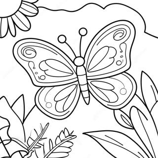 Colorful Butterfly In A Garden Coloring Page 4417-3647