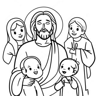 Colorful Jesus With Children Coloring Page 44244-35327