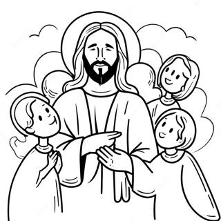 Colorful Jesus With Children Coloring Page 44244-35328