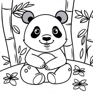 Cute Panda Among Bamboo Coloring Page 44334-35393