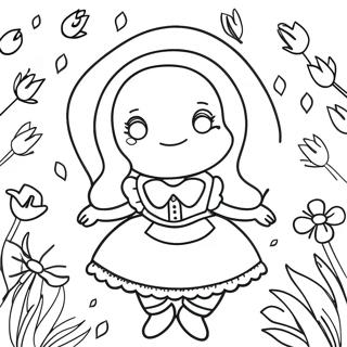 Alice In Wonderland Colorful Flowers Coloring Page 44343-35398