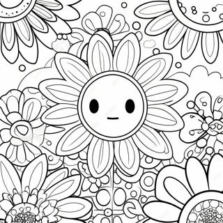 Colorful Takashi Murakami Flower Coloring Page 44374-35429