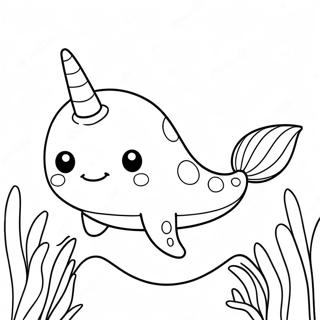 Cute Narwhal Swimming Coloring Page 4437-3670