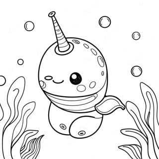 Cute Narwhal Swimming Coloring Page 4437-3672