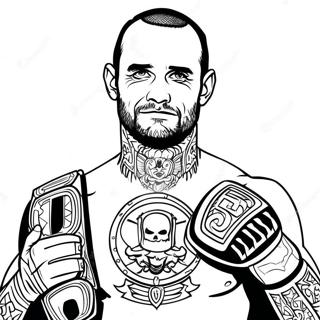 Cm Punk With Championship Belt Coloring Page 44404-35450