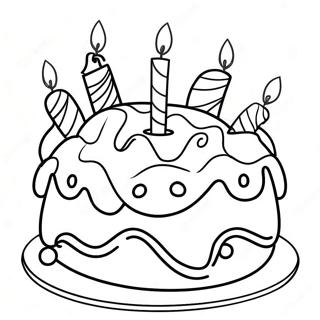 4th Birthday Cake Coloring Page 44413-35458