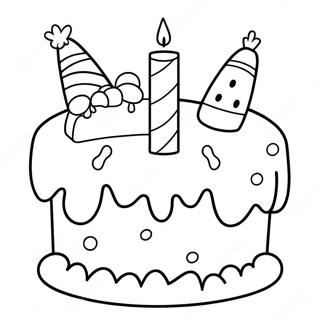 4th Birthday Cake Coloring Page 44413-35459