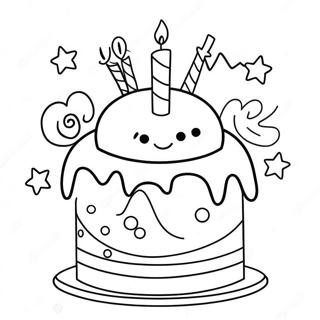 4th Birthday Cake Coloring Page 44413-35460