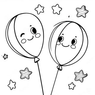 Colorful 4th Birthday Balloons Coloring Page 44414-35462