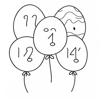 Colorful 4th Birthday Balloons Coloring Page 44414-35464