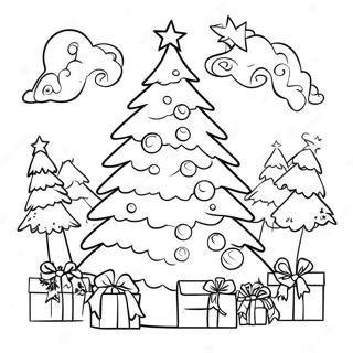 Country Christmas Tree Coloring Page 44433-35482