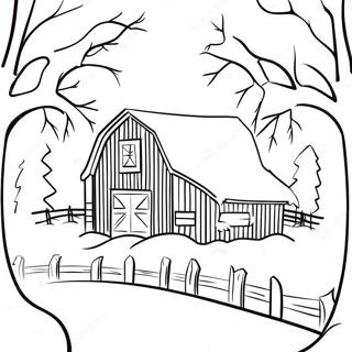 Festive Country Barn With Snow Coloring Page 44434-35475