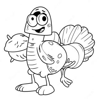 Spongebob With A Giant Turkey Coloring Page 44444-35488