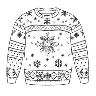 Ugly Christmas Sweater With Snowflakes Coloring Page 4446-3664