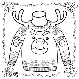 Funny Ugly Christmas Sweater With Reindeer Coloring Page 4447-3665