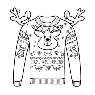 Funny Ugly Christmas Sweater With Reindeer Coloring Page 4447-3667