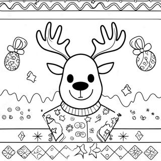 Funny Ugly Christmas Sweater With Reindeer Coloring Page 4447-3668