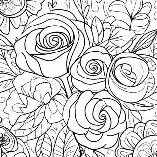 Elegant Rose Bouquet Coloring Page 44504-35538