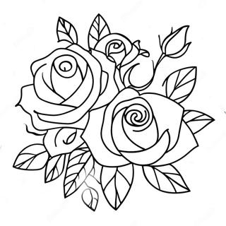 Elegant Rose Bouquet Coloring Page 44504-35540