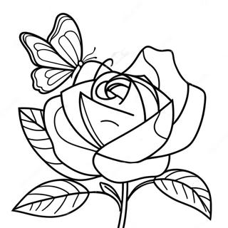 Rose And Butterfly Coloring Pages