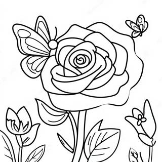 Rose And Butterfly Coloring Page 44533-35554