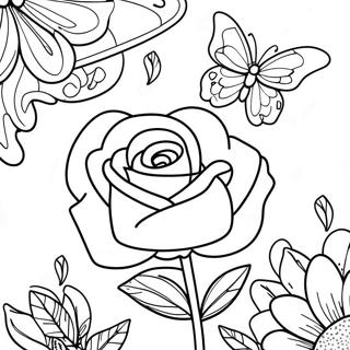 Rose And Butterfly Coloring Page 44533-35555