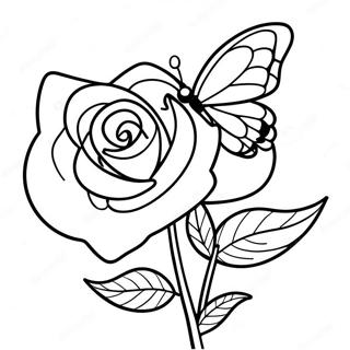 Rose And Butterfly Coloring Page 44533-35556