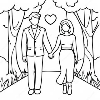 Romantic Couple Holding Hands Coloring Page 44543-35562