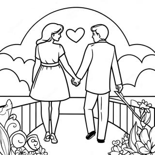 Romantic Couple Holding Hands Coloring Page 44543-35563