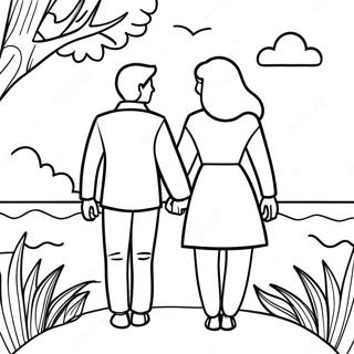 Romantic Couple Holding Hands Coloring Page 44543-35564