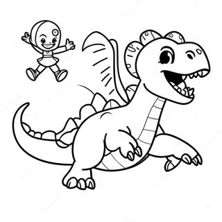 Moon Girl Flying With Devil Dinosaur Coloring Page 44654-35654