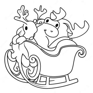 Santa Sleigh And Reindeer Coloring Pages