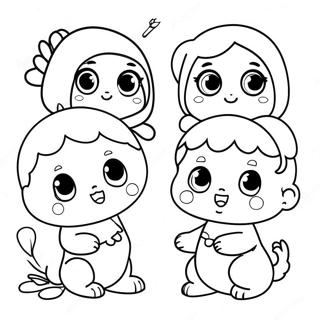 Cute Kindi Characters Coloring Page 44724-35709