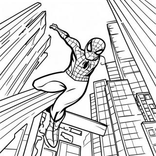 Spider Man Swinging Through The City Coloring Page 44764-35741