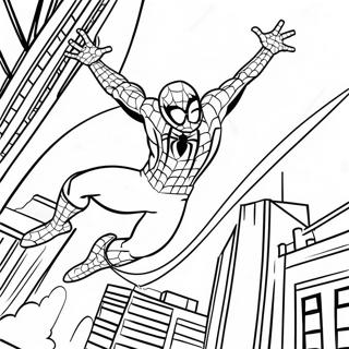 Spider Man Swinging Through The City Coloring Page 44764-35742