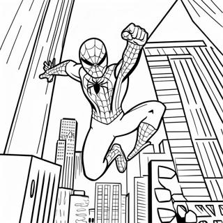 Spider Man Swinging Through The City Coloring Page 44764-35743