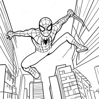 Spider Man Swinging Through The City Coloring Page 44764-35744