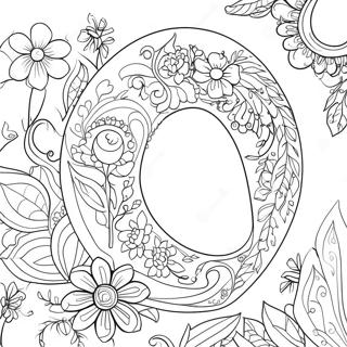 Decorative Horse Shoe With Flowers Coloring Page 44774-35752