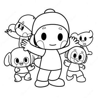 Pocoyo And Friends Playing Coloring Page 4477-3691